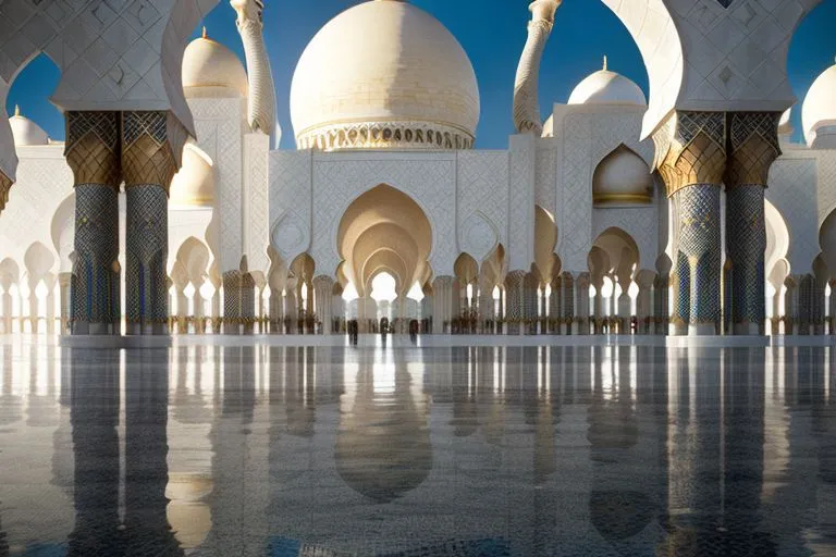 Stunning architecture of the Sheikh Zayed Grand Mosque in Abu Dhabi